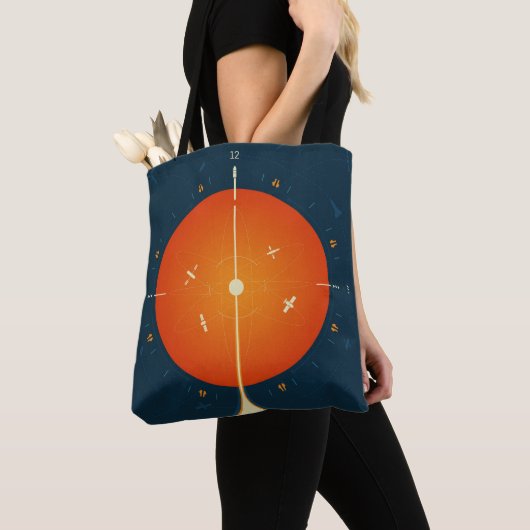 Deep Space Atomic Clock Poster, Oranje versie. Tote Bag (Dichtbij)