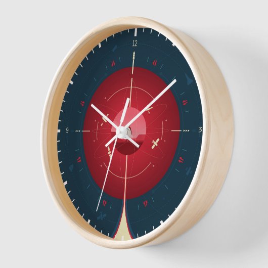 Deep Space Atomic Clock Poster, rode versie. (Hoek)