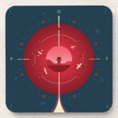 Deep Space Atomic Clock Poster, rode versie. Bier Onderzetter (Voorkant)