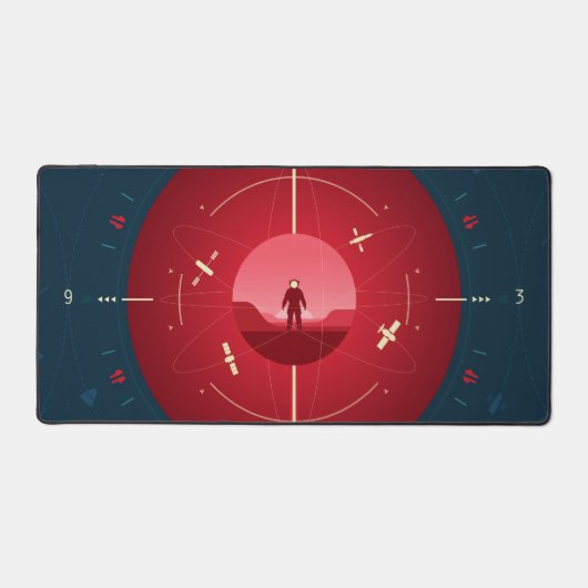 Deep Space Atomic Clock Poster, rode versie. Bureaumat (Voorkant)