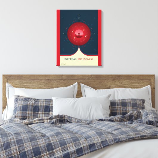 Deep Space Atomic Clock Poster, rode versie. Canvas Afdruk (Insitu (Slaapkamer))