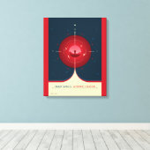 Deep Space Atomic Clock Poster, rode versie. Canvas Afdruk (Insitu (Houten vloer))