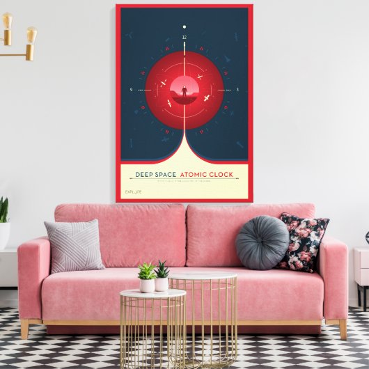 Deep Space Atomic Clock Poster, rode versie. Canvas Afdruk (Insitu (Woonkamer))