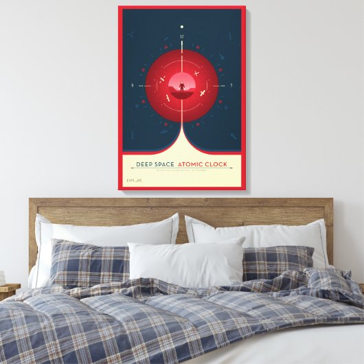 Deep Space Atomic Clock Poster, rode versie. Canvas Afdruk (Insitu (Slaapkamer))