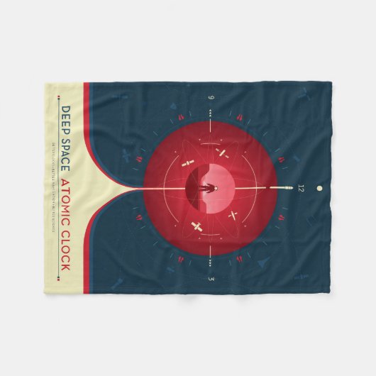 Deep Space Atomic Clock Poster, rode versie. Fleece Deken (Voorkant (Horizontaal))