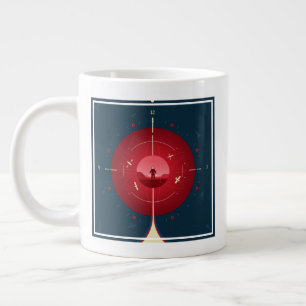 Deep Space Atomic Clock Poster, rode versie. Grote Koffiekop