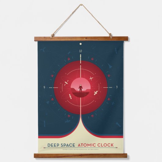 Deep Space Atomic Clock Poster, rode versie. Hangend Wandkleed (Voorkant)