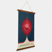 Deep Space Atomic Clock Poster, rode versie. Hangend Wandkleed (Gebogen)