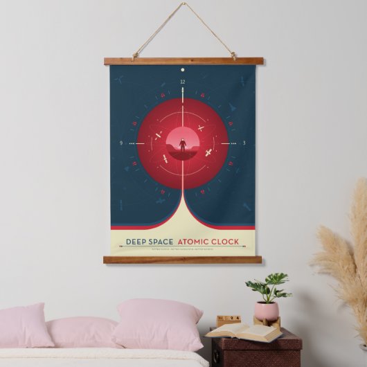 Deep Space Atomic Clock Poster, rode versie. Hangend Wandkleed (Slaapkamer)