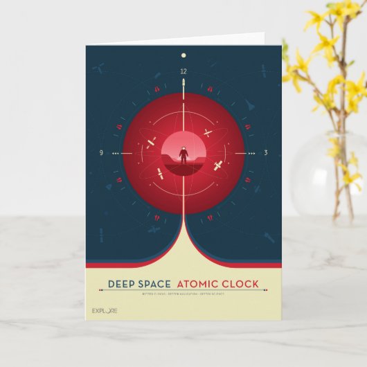 Deep Space Atomic Clock Poster, rode versie. Kaart (Gele Bloem)