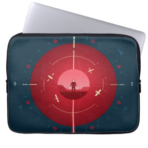Deep Space Atomic Clock Poster, rode versie. Laptop Sleeve