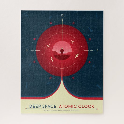 Deep Space Atomic Clock Poster, rode versie. Legpuzzel (Verticaal)