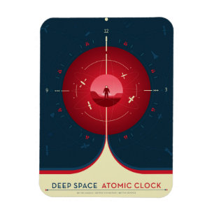 Deep Space Atomic Clock Poster, rode versie. Magneet
