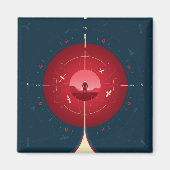 Deep Space Atomic Clock Poster, rode versie. Magneet (Voorkant)