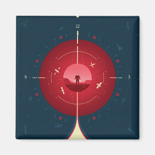 Deep Space Atomic Clock Poster, rode versie. Magneet