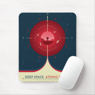 Deep Space Atomic Clock Poster, rode versie. Muismat