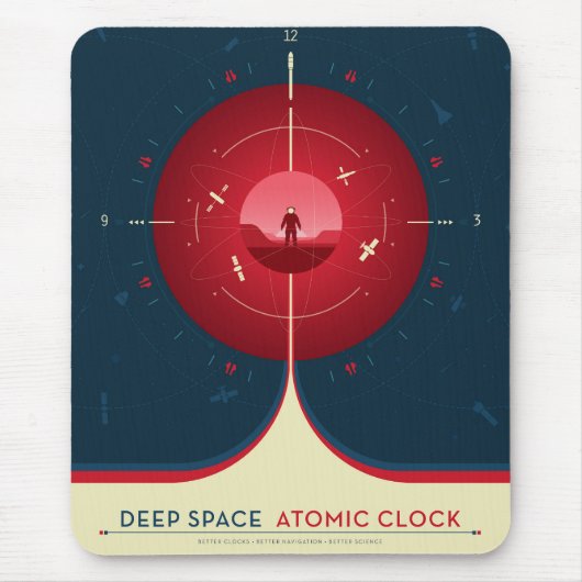 Deep Space Atomic Clock Poster, rode versie. Muismat (Voorkant)