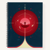 Deep Space Atomic Clock Poster, rode versie. Notitieboek (Voorkant)