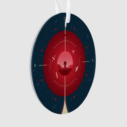Deep Space Atomic Clock Poster, rode versie. Ornament (voorkant)