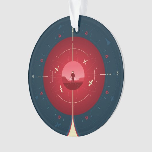 Deep Space Atomic Clock Poster, rode versie. Ornament (voorkant)
