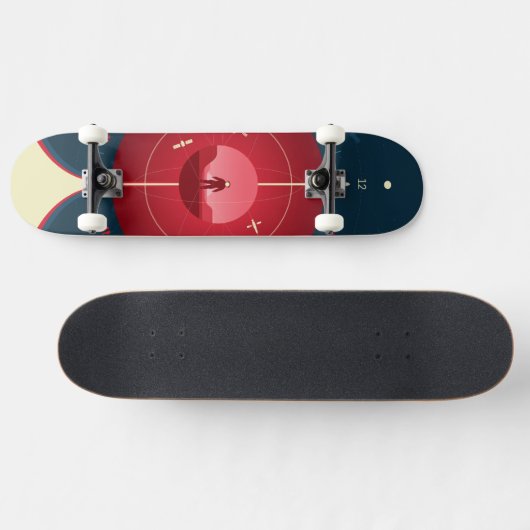 Deep Space Atomic Clock Poster, rode versie. Persoonlijk Skateboard (Horizontaal)