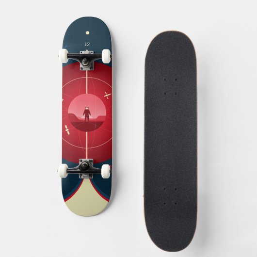 Deep Space Atomic Clock Poster, rode versie. Persoonlijk Skateboard (Voorkant)