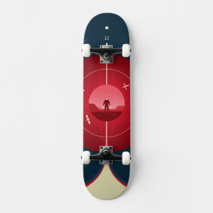 Deep Space Atomic Clock Poster, rode versie. Persoonlijk Skateboard