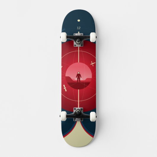 Deep Space Atomic Clock Poster, rode versie. Persoonlijk Skateboard (Voorkant)