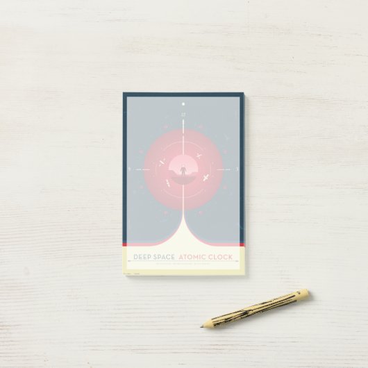 Deep Space Atomic Clock Poster, rode versie. Post-it® Notes (Op bureau)