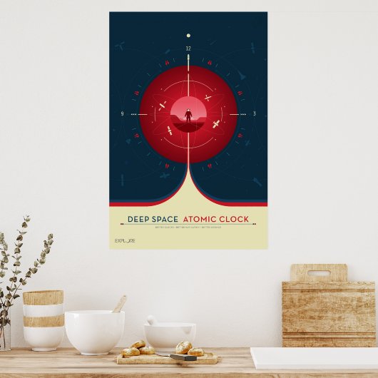 Deep Space Atomic Clock Poster, rode versie. Poster (Keuken)