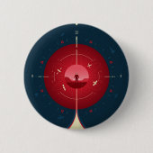 Deep Space Atomic Clock Poster, rode versie. Ronde Button 5,7 Cm (Voorkant)