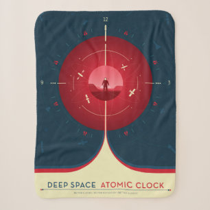 Deep Space Atomic Clock Poster, rode versie. Sherpa Deken