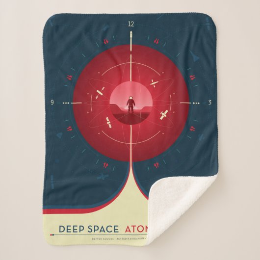 Deep Space Atomic Clock Poster, rode versie. Sherpa Deken (Voorkant)