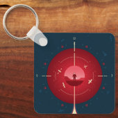 Deep Space Atomic Clock Poster, rode versie. Sleutelhanger (Voorkant)