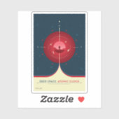 Deep Space Atomic Clock Poster, rode versie. Sticker (Vel)