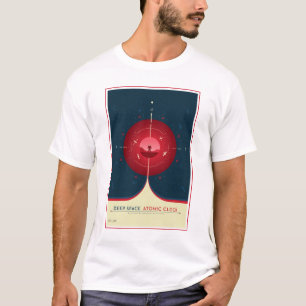 Deep Space Atomic Clock Poster, rode versie. T-shirt