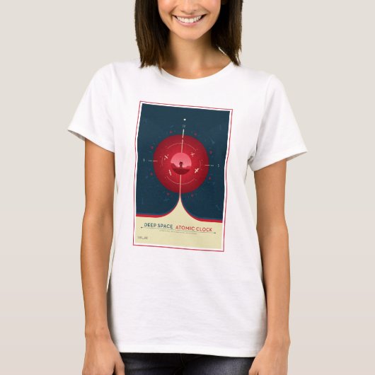 Deep Space Atomic Clock Poster, rode versie. T-shirt (Voorkant)