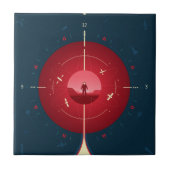 Deep Space Atomic Clock Poster, rode versie. Tegeltje (Voorkant)