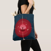 Deep Space Atomic Clock Poster, rode versie. Tote Bag (Dichtbij)