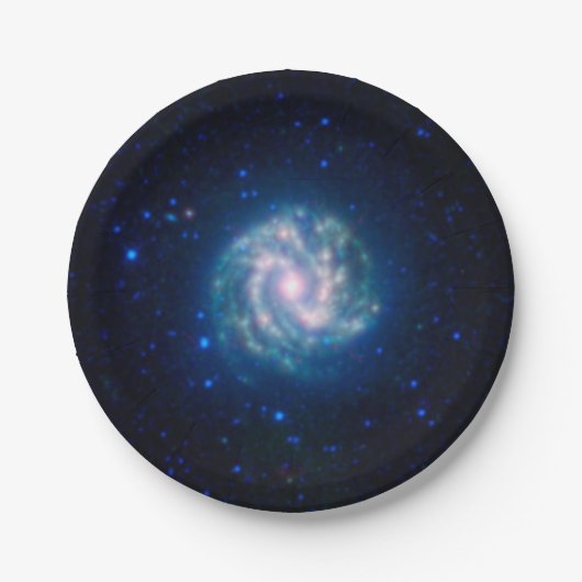 Deep Space Blue Spiral Pinwheels Galaxy Papieren Bordje (Voorkant)