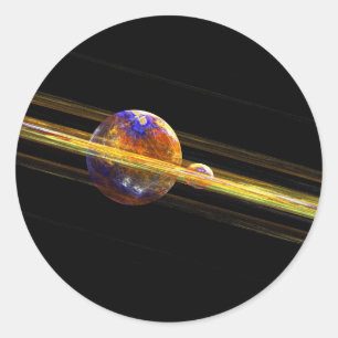 Deep Space Planet en Moon Ronde Sticker