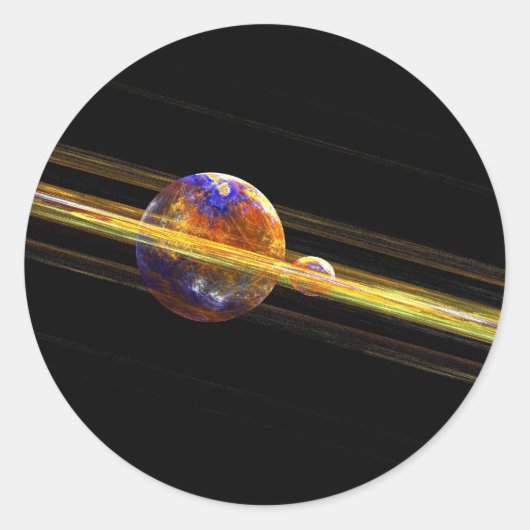 Deep Space Planet en Moon Ronde Sticker (Voorkant)