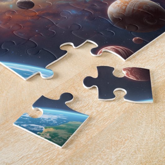 Deep Space Planets Nebula Jupiter Earth Legpuzzel (Zijkant)