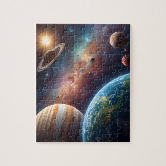 Deep Space Planets Nebula Jupiter Earth Legpuzzel (Verticaal)