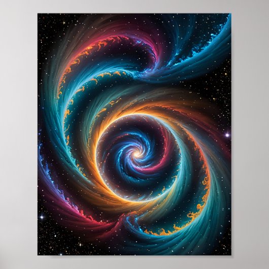 Deep Space Vortex en het wervelende sterrenstelsel Poster (Voorkant)