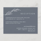 Deep Steel Blue Modern Stenciled Botanical Details Informatiekaartje (Voorkant)