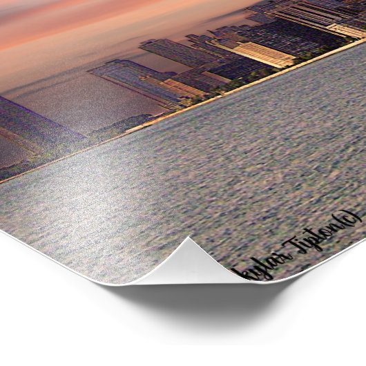 Deep Sunset Chicago Foto Afdruk (Hoek)