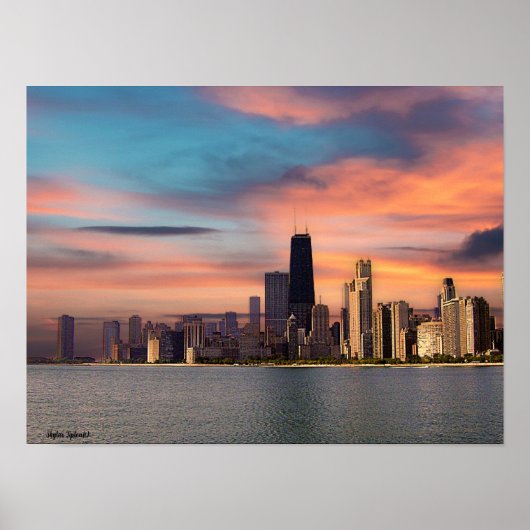 Deep Sunset Chicago Poster (Voorkant)