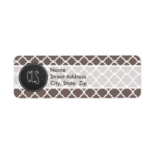 Deep Taupe Quatrefoil;  krijtbord look Etiket (Voorkant)