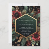 Deep Teal Bloom Luxe Wedding Kaart (Voorkant)